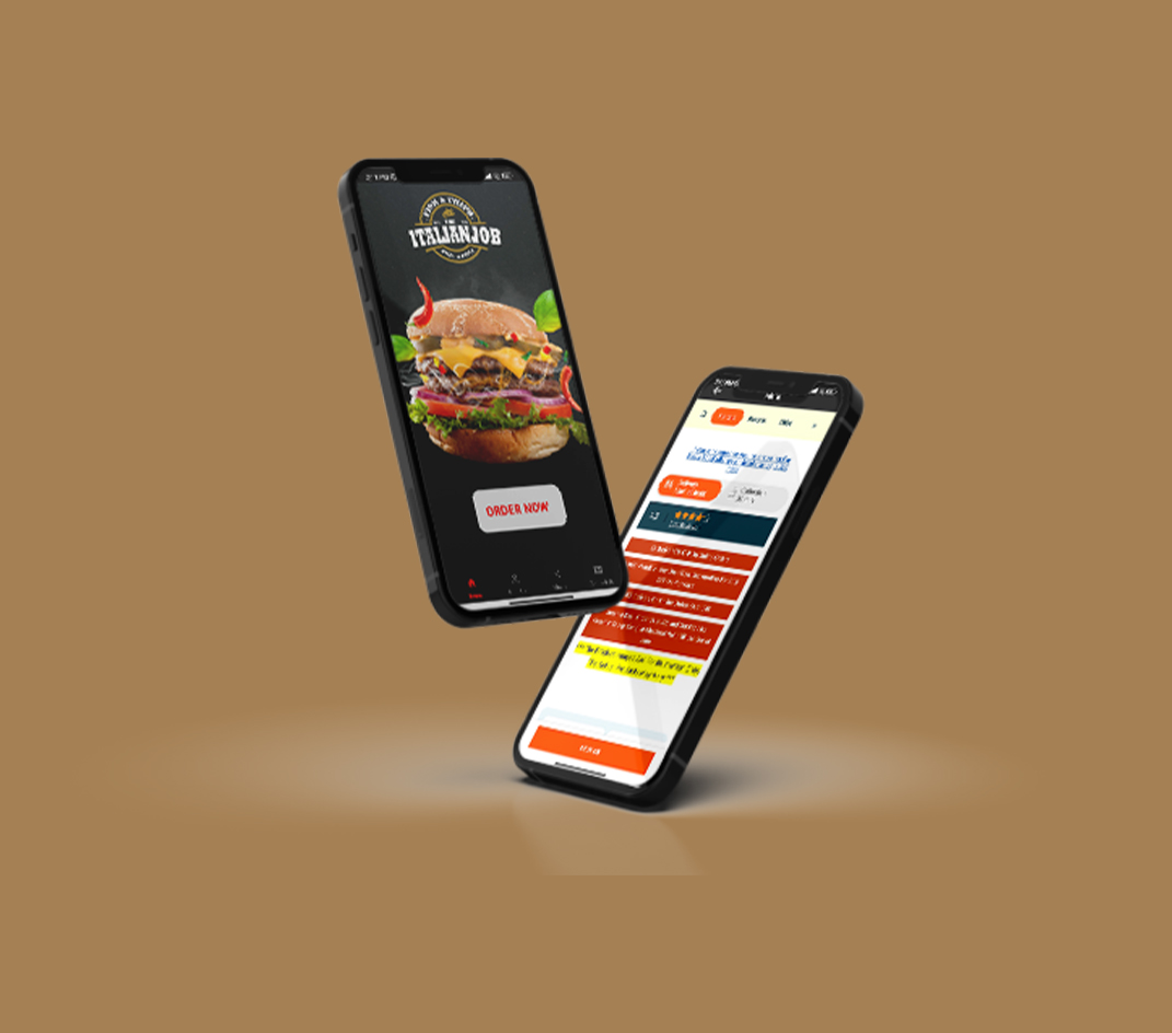 Italian Job Wishaw app mockup